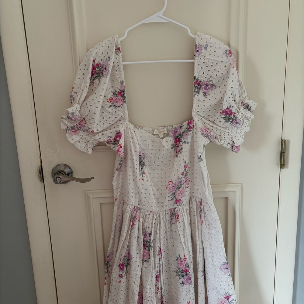 LoveShackFancy Eyelet Mini Floral Dress